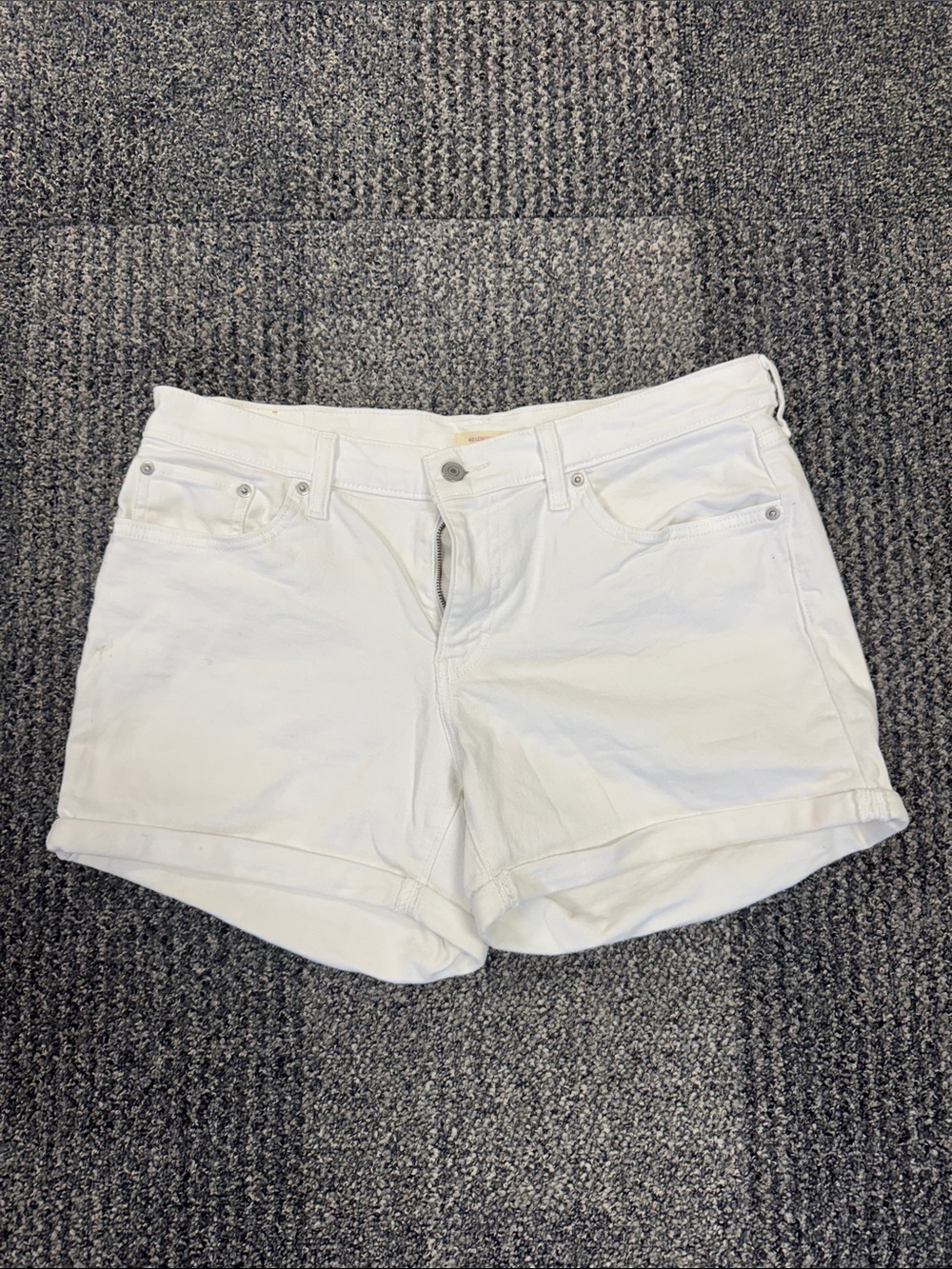 Levi's White Women's Denim Shorts with Rolled Hem
